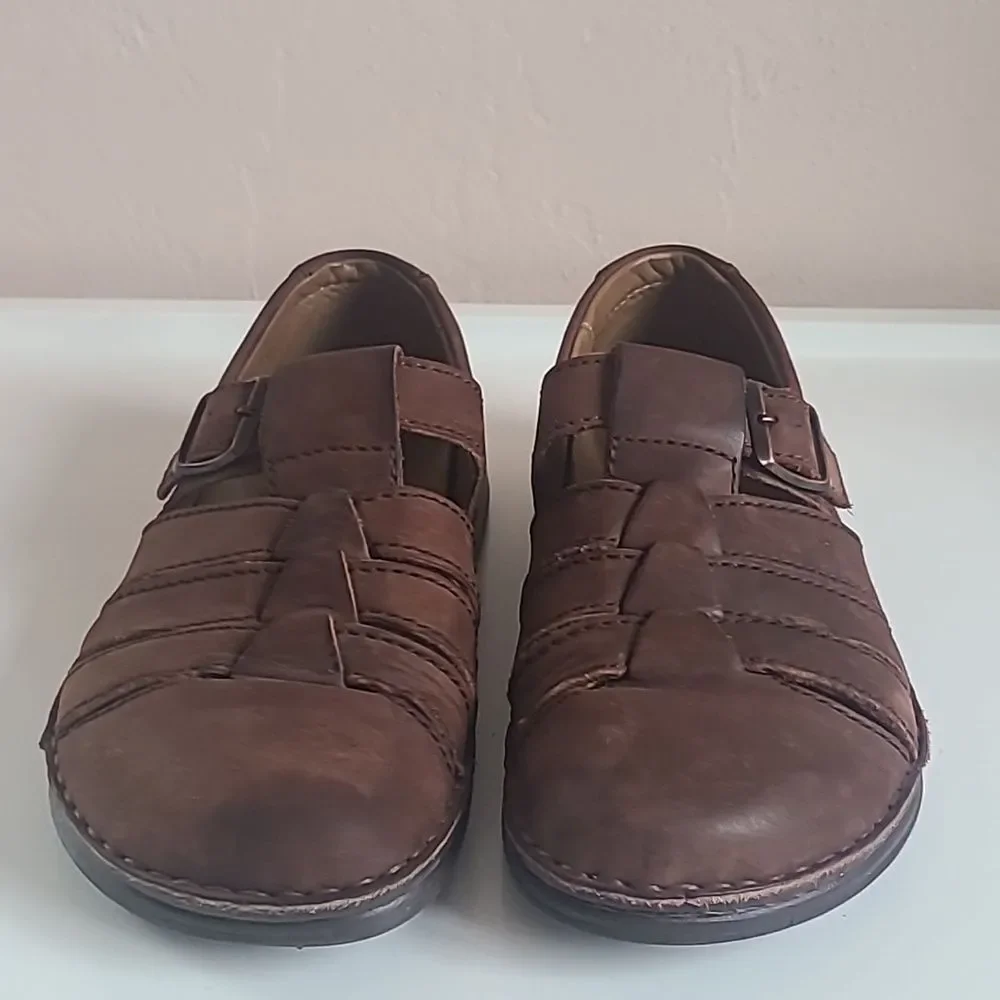 Footprints Birkenstock Madeira Brown Leather Fisherman Shoes Unisex Size EU 42